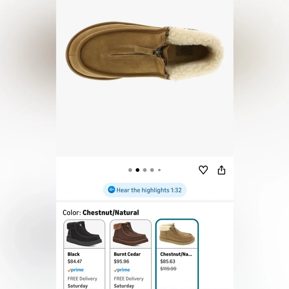 UGG Funkarra Slipper Shoe / Ankle Boots - Chestnut with Natural Shearling - Picture 7 of 7